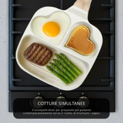 Padella 2 scomparti cuore e grill Mini Mania crema