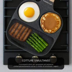 Padella 2 scomparti tondi e grill Mini Mania grigio