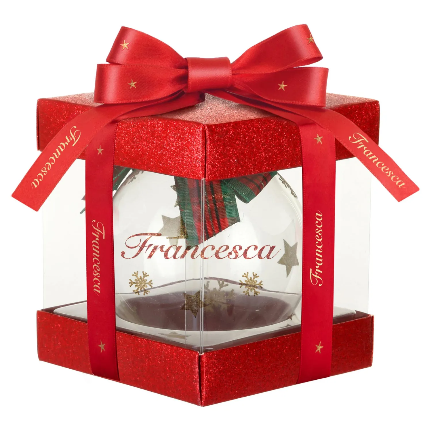 Pallina di Natale con nome Francesca, 10 cm in vetro