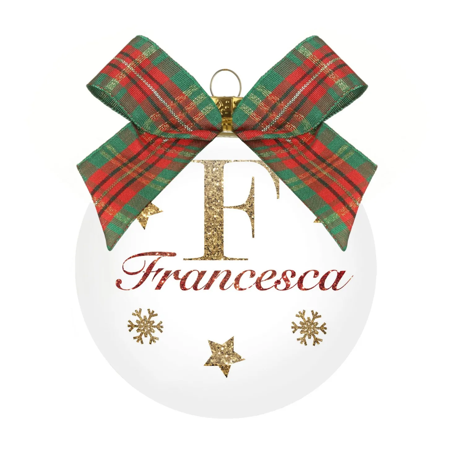 Pallina di Natale con nome Francesca, 10 cm in vetro