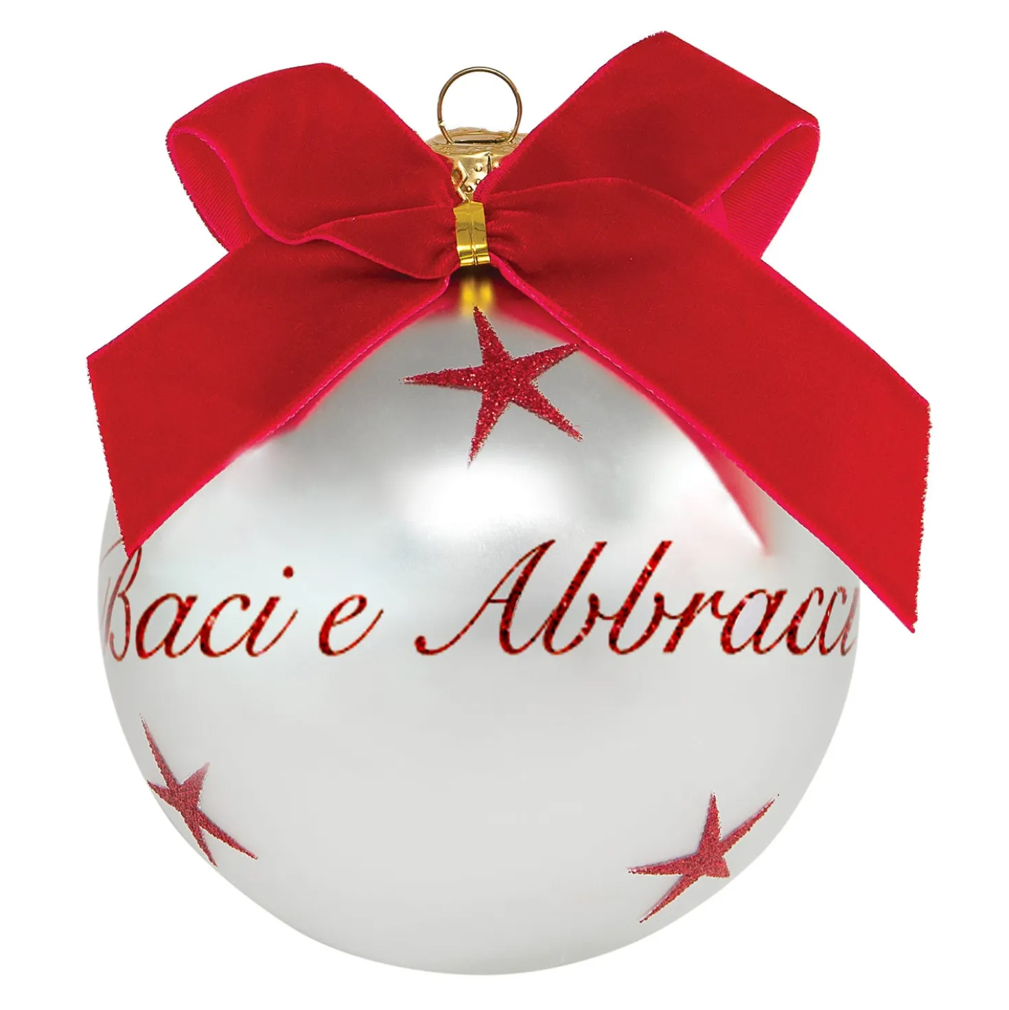 Pallina di Natale con scritta Baci e Abbracci 10 cm