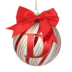 Pallina Natale con lettera D 10 cm Circus rosso