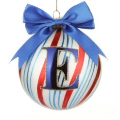 Pallina Natale con lettera E 10 cm Circus blu