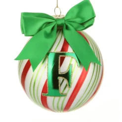 Pallina Natale con lettera F 10 cm Circus verde