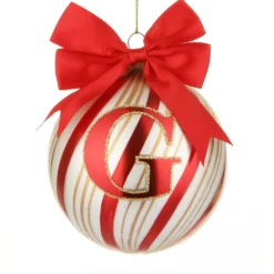 Pallina Natale con lettera G 10 cm Circus rosso