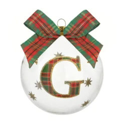 Pallina Natale con lettera G 10 cm tartan