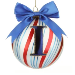 Pallina Natale con lettera I 10 cm Circus blu