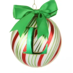 Pallina Natale con lettera L 10 cm Circus verde