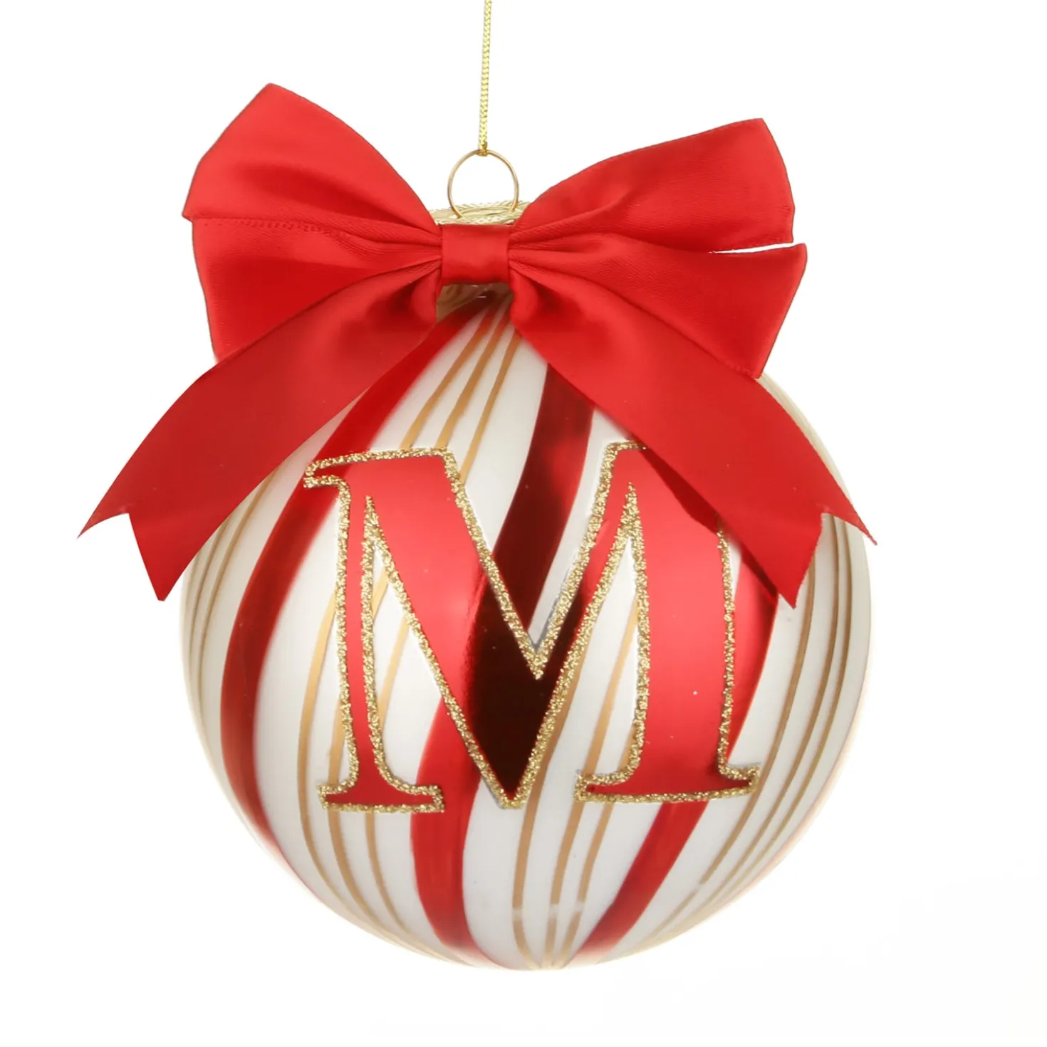 Pallina Natale con lettera M 10 cm Circus rosso