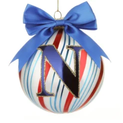 Pallina Natale con lettera N 10 cm Circus blu