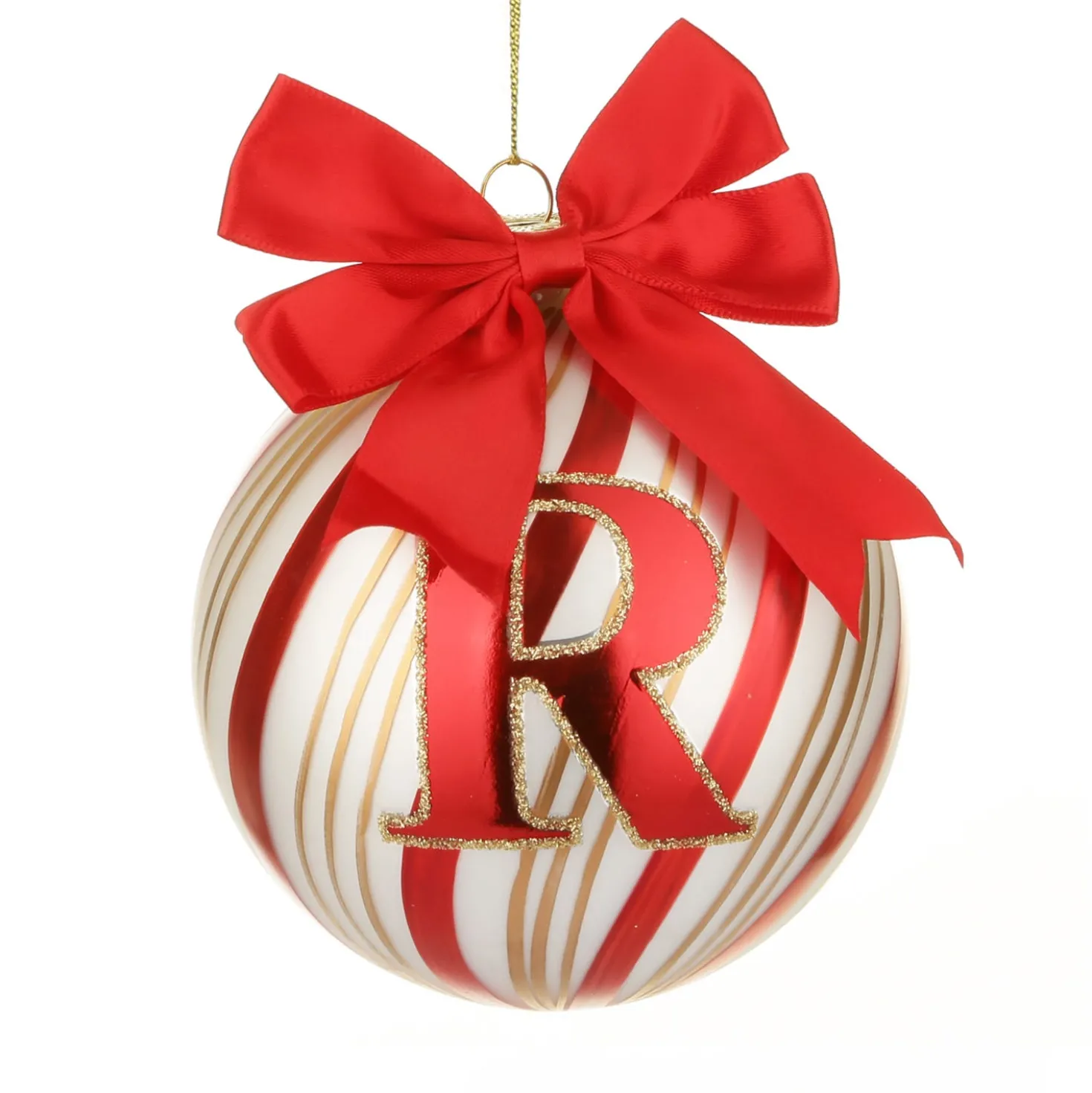 Pallina Natale con lettera R 10 cm Circus rosso