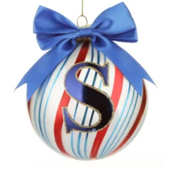 Pallina Natale con lettera S 10 cm Circus blu