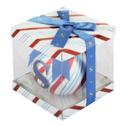 Pallina Natale con lettera S 10 cm Circus blu