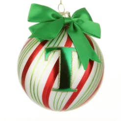 Pallina Natale con lettera T 10 cm Circus verde
