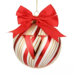 Pallina Natale con lettera V 10 cm Circus rosso