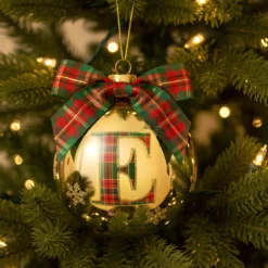 Pallina Natale lettera E 10 cm oro