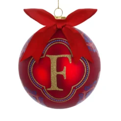 Pallina Natale lettera F rosso 10 cm Royal Garden