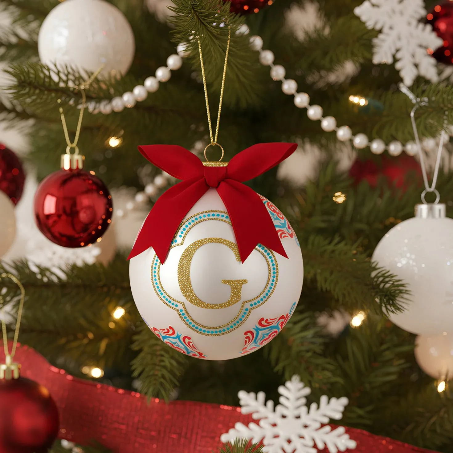 Pallina Natale lettera G 10 cm Royal Garden