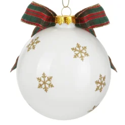 Pallina Natale lettera G tartan vetro 10 cm