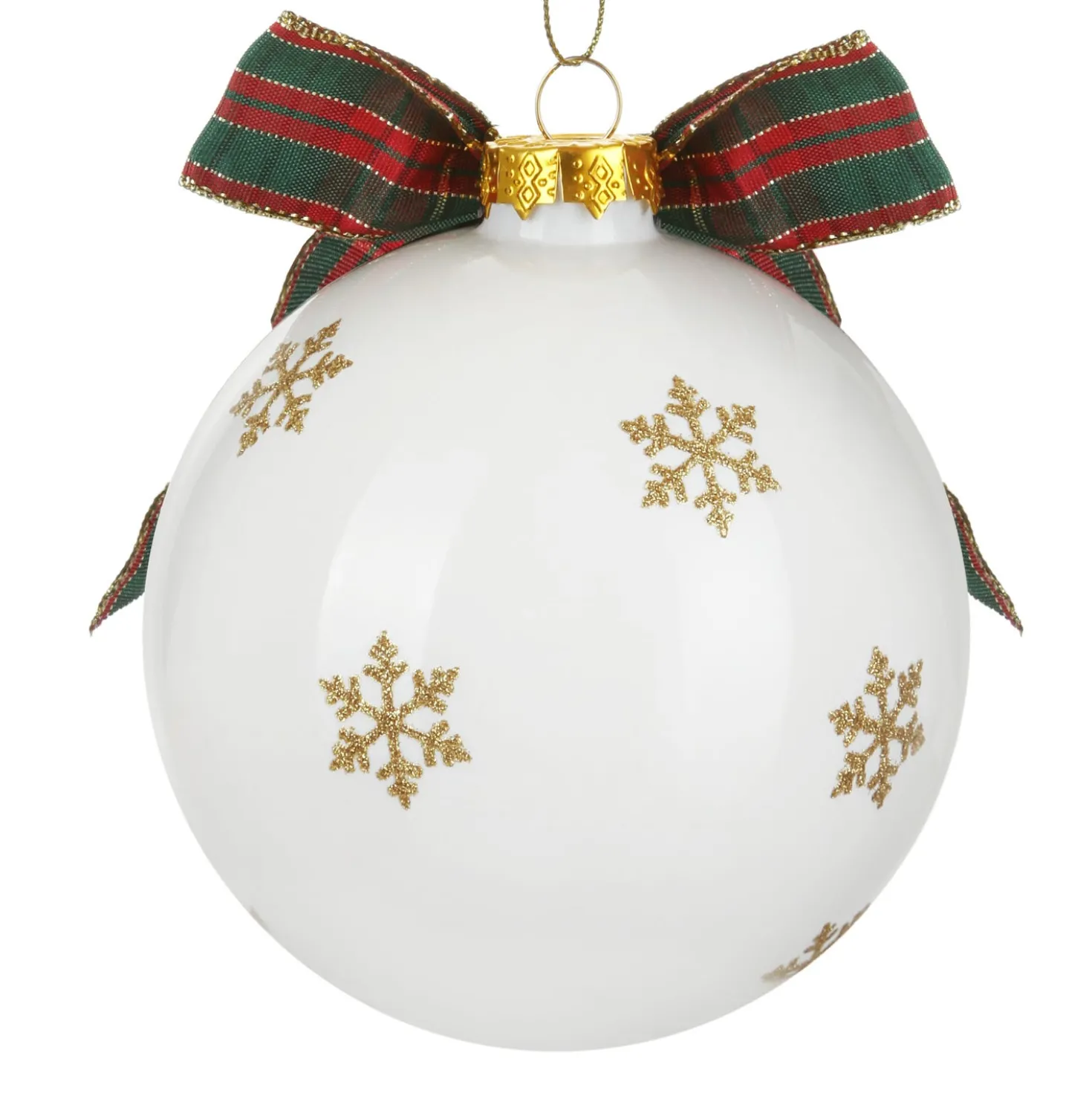 Pallina Natale lettera L tartan vetro 10 cm