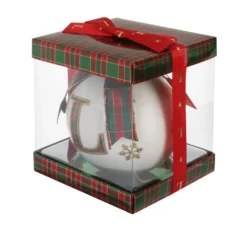 Pallina Natale lettera L tartan vetro 10 cm