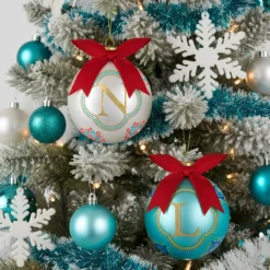 Pallina Natale lettera N bianca 10 cm Royal Garden