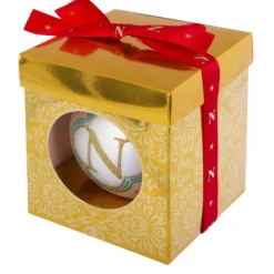 Pallina Natale lettera N bianca 10 cm Royal Garden