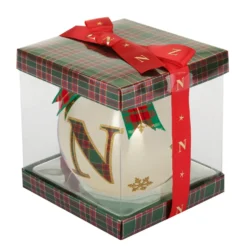 Pallina Natale lettera N 10 cm oro