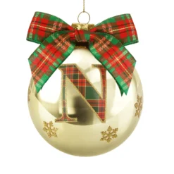 Pallina Natale lettera N 10 cm oro