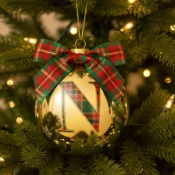 Pallina Natale lettera N 10 cm oro