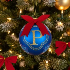 Pallina Natale lettera P blu 10 cm Royal Garden