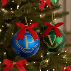 Pallina Natale lettera P blu 10 cm Royal Garden