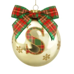 Pallina Natale lettera S 10 cm oro