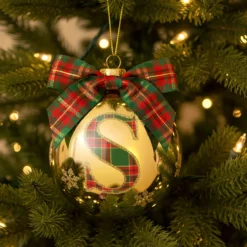 Pallina Natale lettera S 10 cm oro