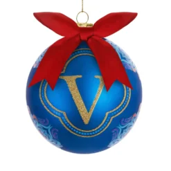 Pallina Natale lettera V blu 10 cm Royal Garden