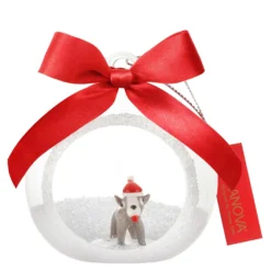 Pallina Natale segnaposto cane in vetro borosilicato