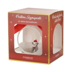 Pallina Natale segnaposto cane in vetro borosilicato