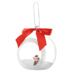 Pallina Natale segnaposto cane in vetro borosilicato