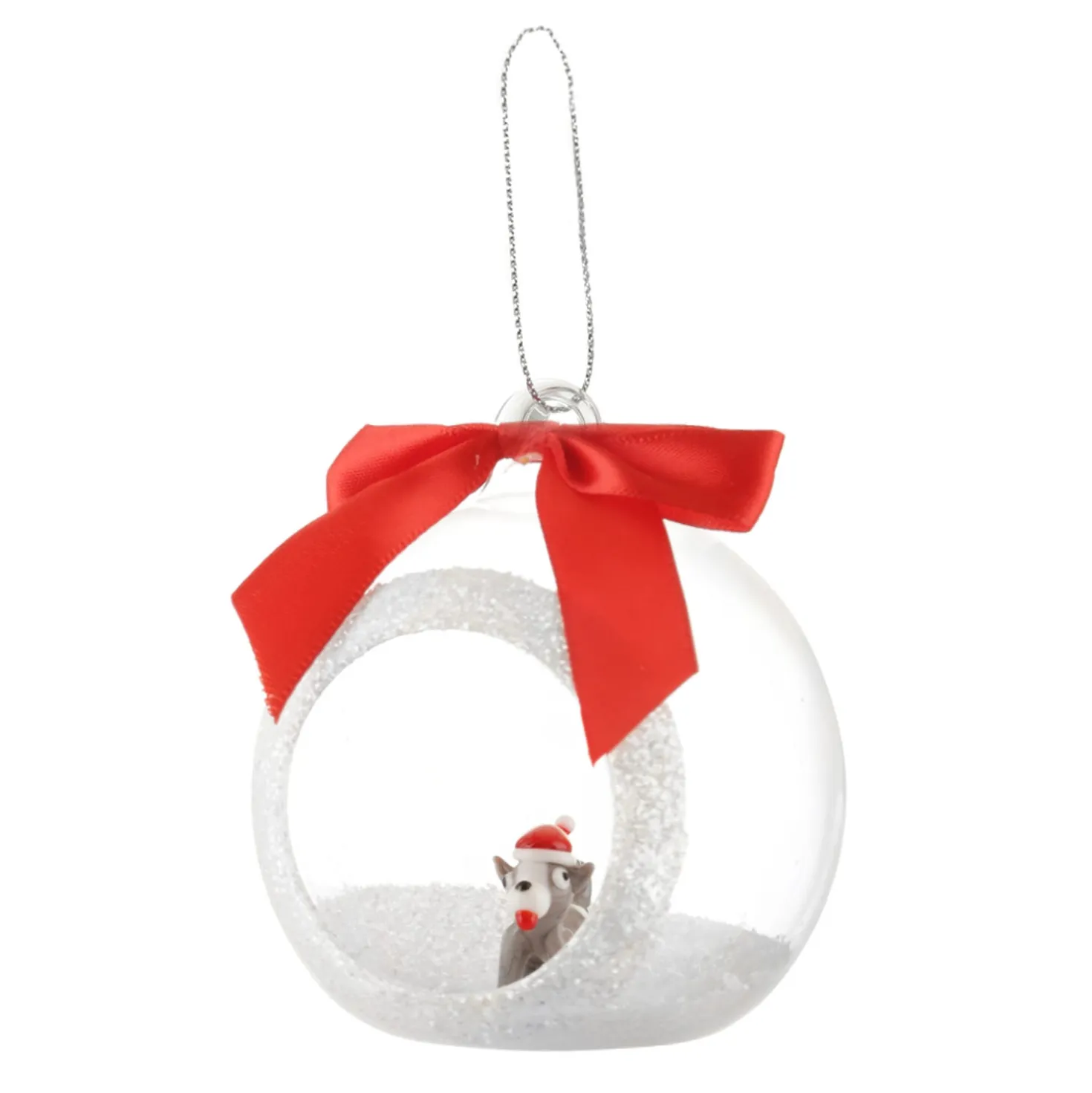 Pallina Natale segnaposto cane in vetro borosilicato