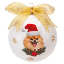 Pallina Natale Volpino cane 10 cm