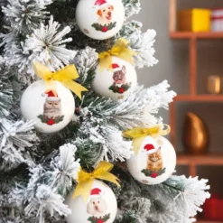 Pallina Natale Volpino cane 10 cm
