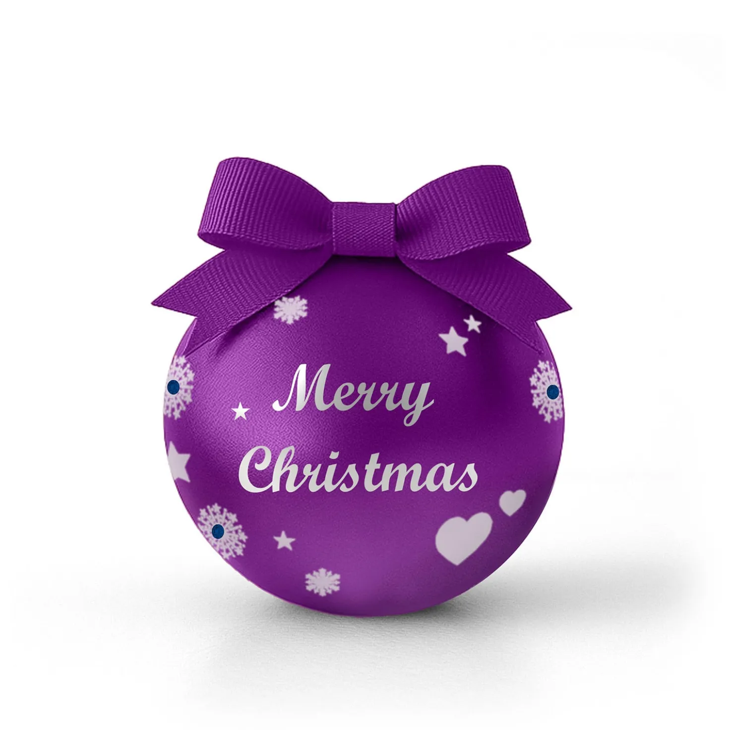 Pallina segnaposto con led Merry Christmas viola