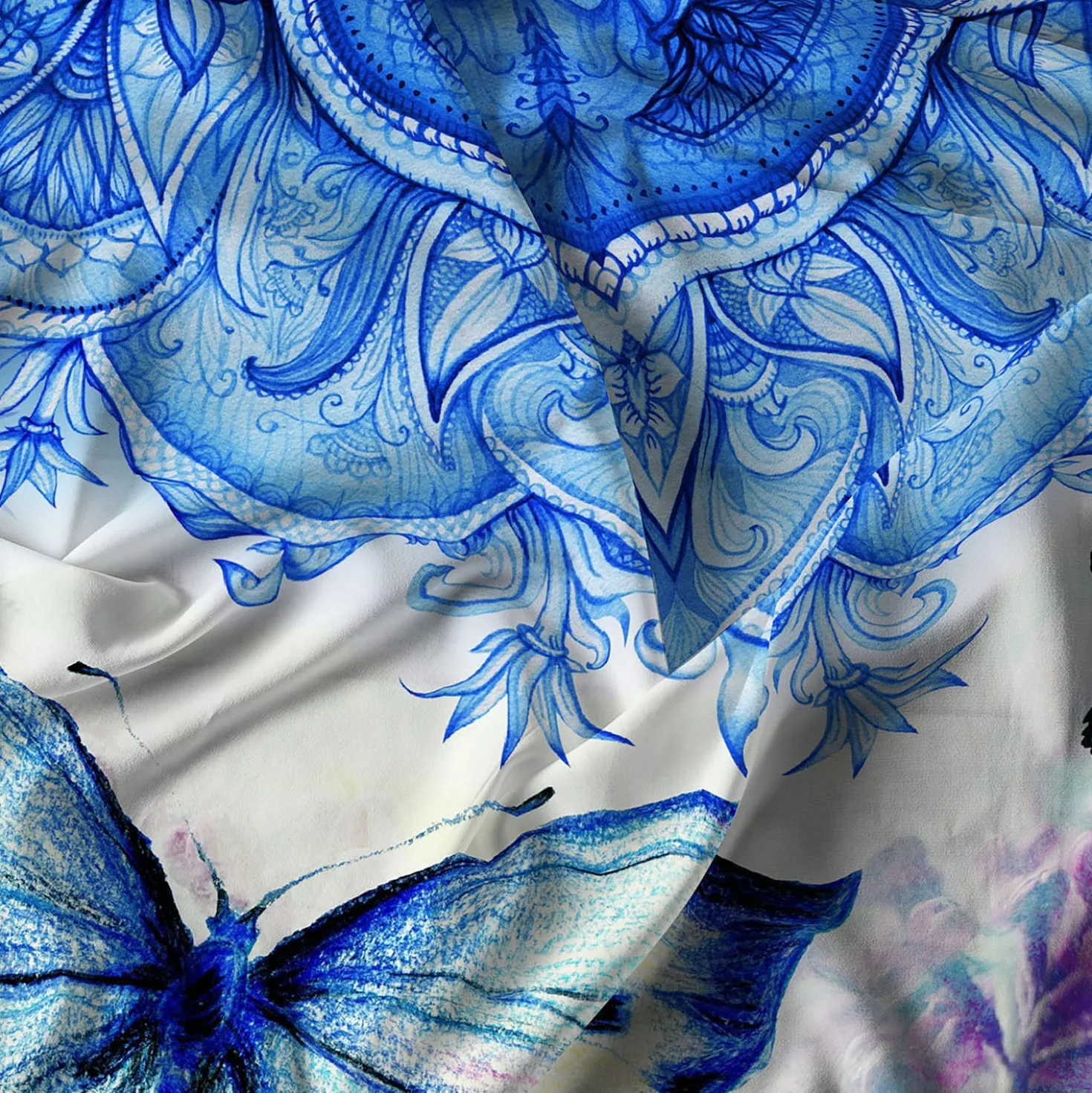 Parure copripiumino farfalle blu Kiosa matrimoniale Datex