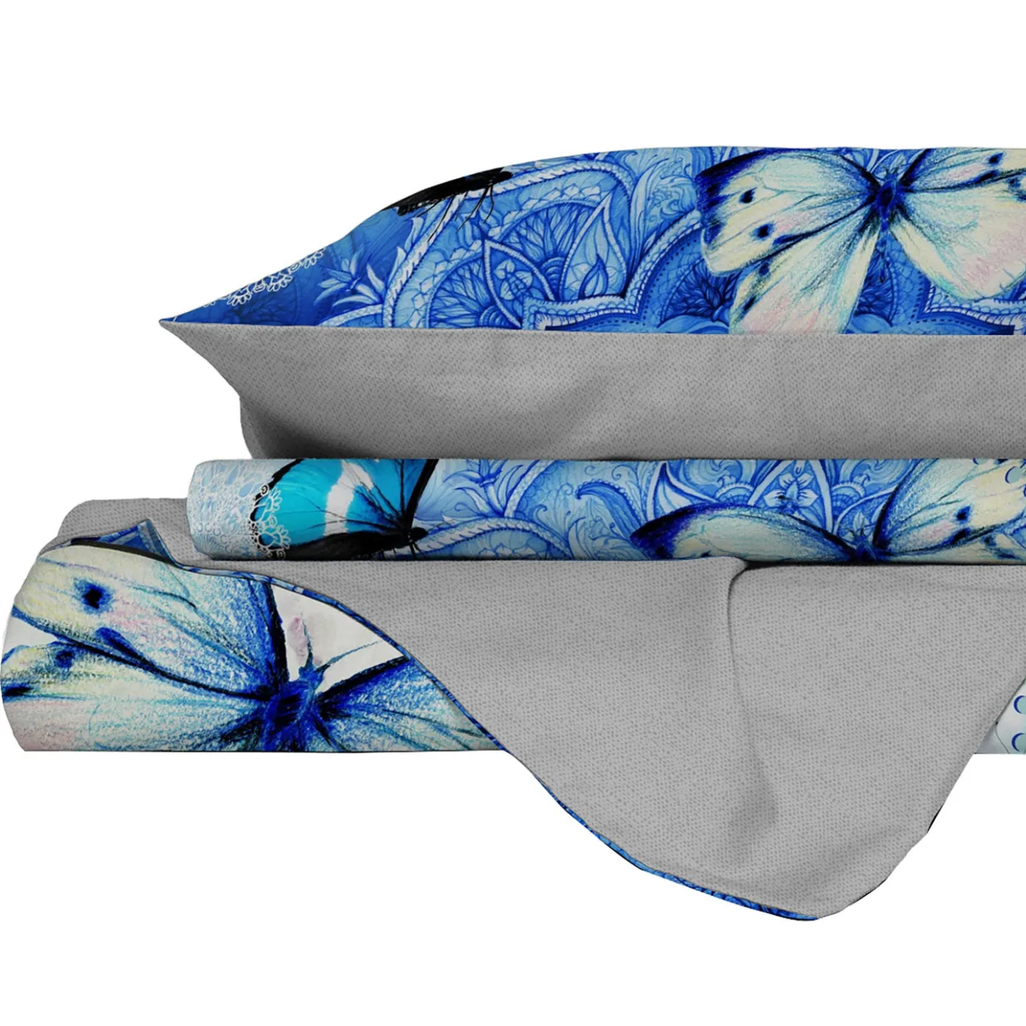 Parure copripiumino farfalle blu Kiosa matrimoniale Datex