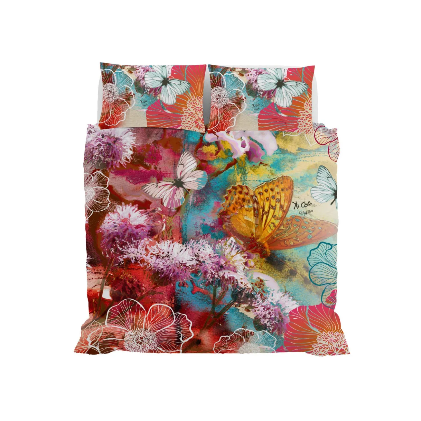 Parure copripiumino farfalle multicolore Kiosa matrimoniale Datex