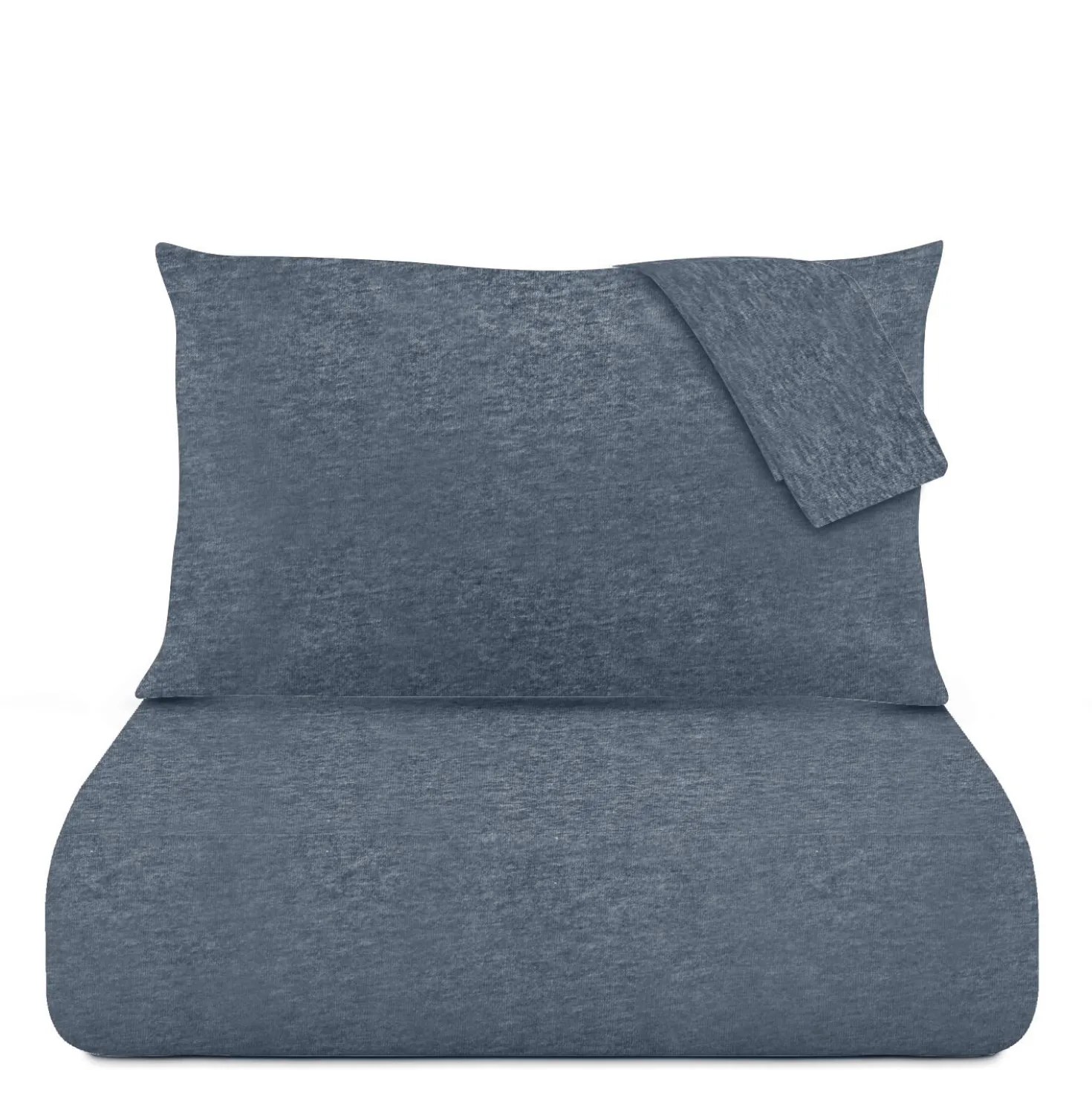 Parure copripiumino matrimoniale blu jersey melange