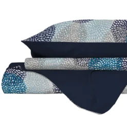 Parure copripiumino matrimoniale blu Soffioni Datex