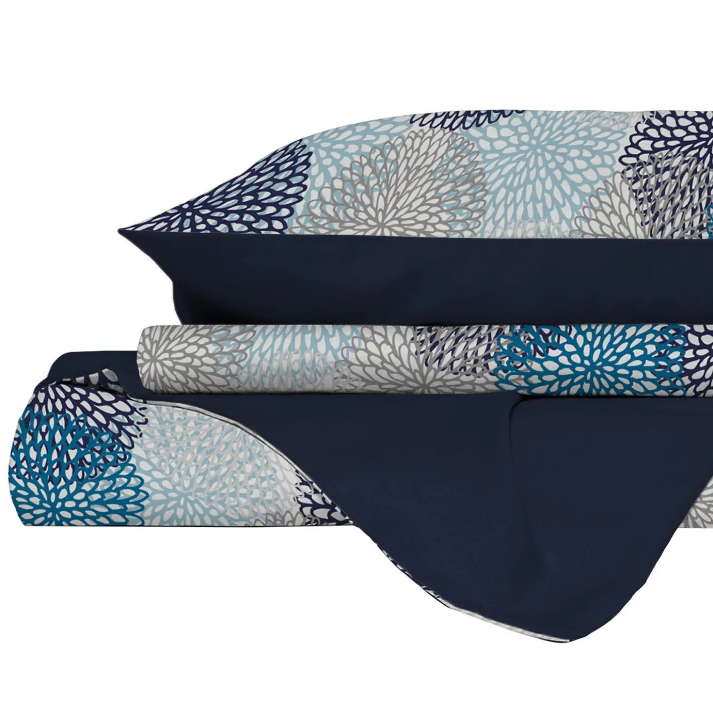Parure copripiumino matrimoniale blu Soffioni Datex