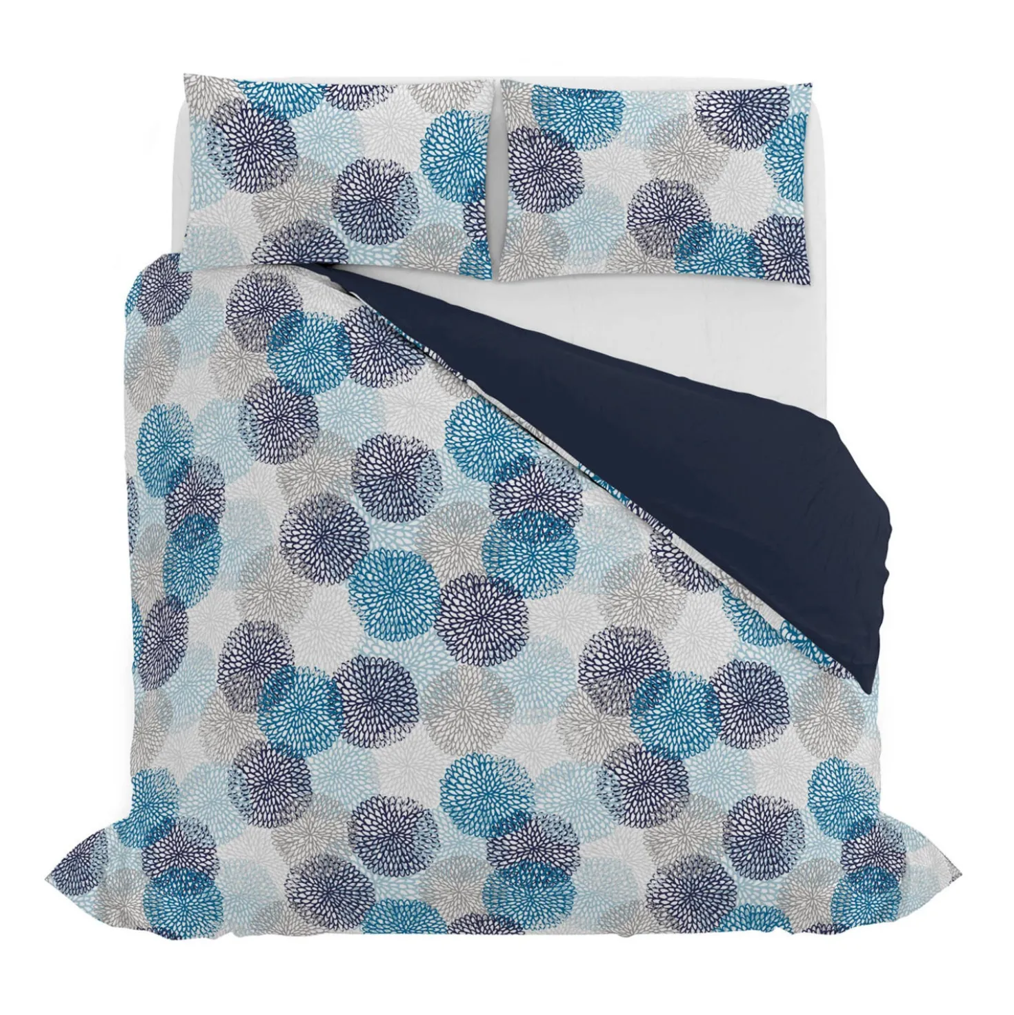 Parure copripiumino matrimoniale blu Soffioni Datex