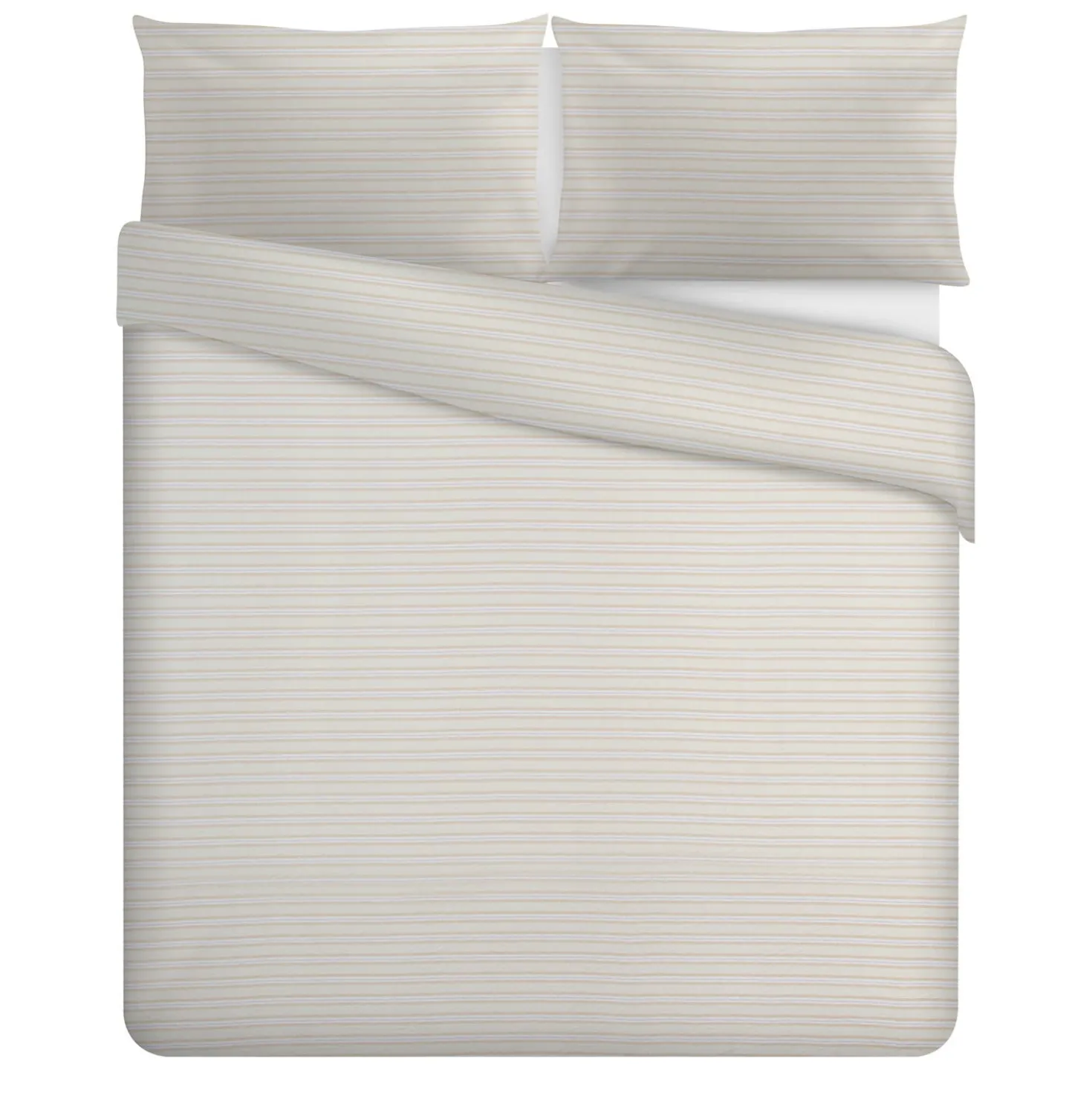 Parure copripiumino matrimoniale cotone righe beige